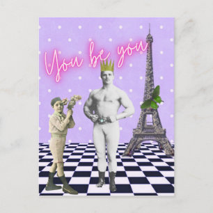 You Be You Funky Vintage Strongman Postcard