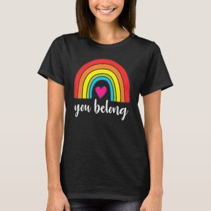 You Belong Rainbow LGBTQ Movement Retro Vintage Eq T-Shirt