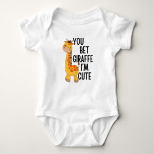 You Bet Giraffe I'm Cute, Funny Animal Baby Shower Baby Bodysuit