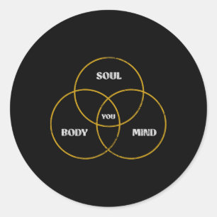 You Body Soul Mind Pilates Yoga Meditation Grunge Classic Round Sticker