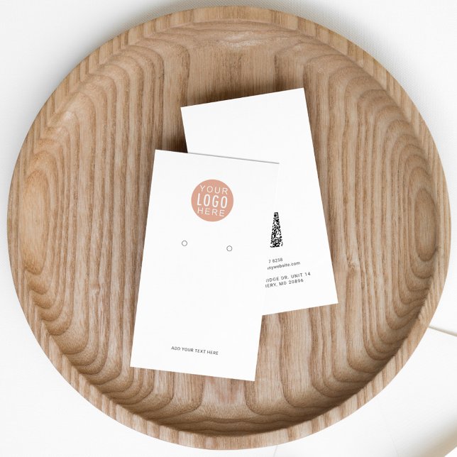 You Business Logo QR Code Earring Display Card (Modern Business Logo QR Code Employee Vertical Card)