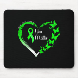 You butterfly heart green mental health women mouse pad