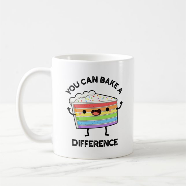 You Can Bake A Difference Funny Cake Pun  Coffee Mug (Left)