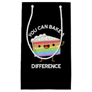 You Can Bake A Difference Funny Cake Puns Dark BG Small Gift Bag