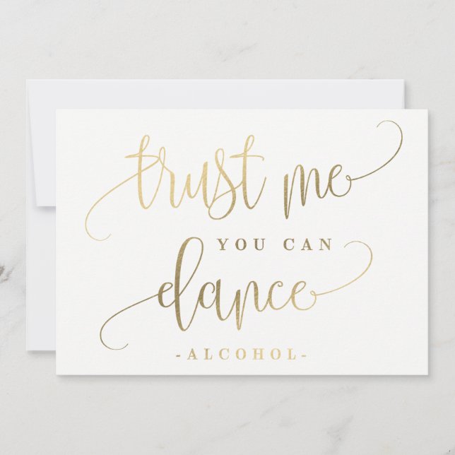 You Can Dance Alcohol Sign - Lovely Calligraphy Invitation (Front)