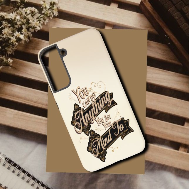 You Can Do Anything Quote Brown Beige Samsung Galaxy S22+ Case (Creator Uploaded)