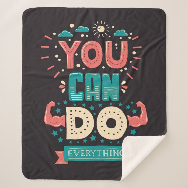 You Can Do Everything Colourful Sherpa Blanket (Front)