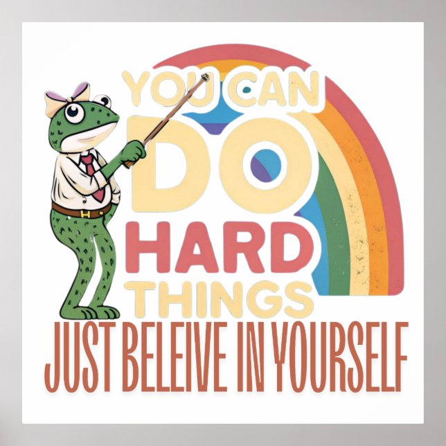 You Can Do Hard Things, Retro Motivation Quote Poster (Front)