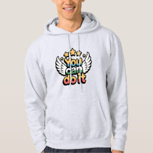 You Can Do It  Colourful Motivational Wings T-Shir Hoodie