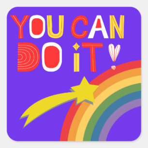 You Can Do It Purple Encouragement Square Sticker