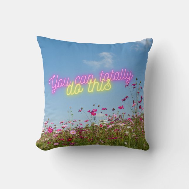 You Can Do This Wildflowers & Neon Cushion (Front)