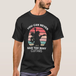 You Can Never Have Oo Many Guitars Crazy Retro Cat T-Shirt