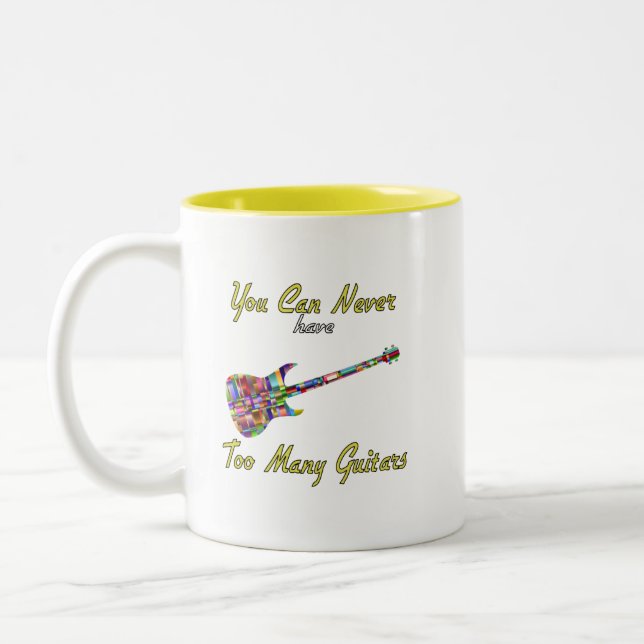 You Can Never Have Too Many Guitars - Colourful Two-Tone Coffee Mug (Left)