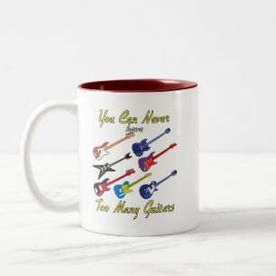 You Can Never Have Too Many Guitars - Colourful Two-Tone Coffee Mug