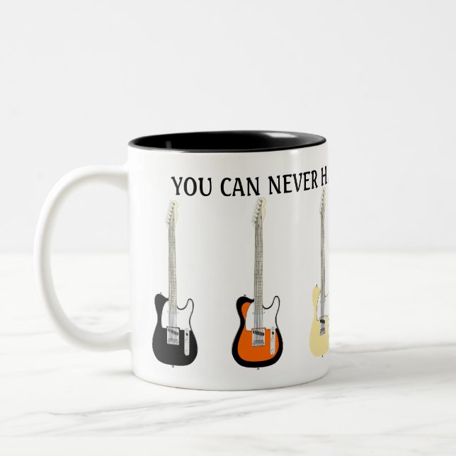 You Can Never Have Too Many Guitars Funny Two-Tone Coffee Mug (Left)
