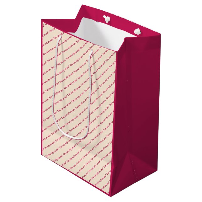 You Can Rely on Me Minimal Pattern & Quote Design Medium Gift Bag (Front Angled)