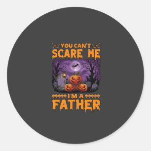 You Can Scare Me Father Halloween Pumpkins Graveya Classic Round Sticker