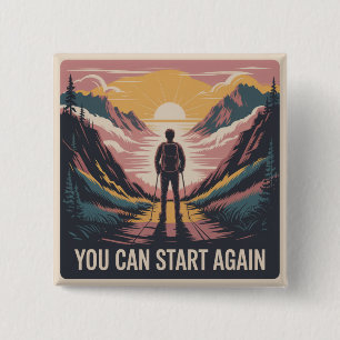 You Can Start Again 15 Cm Square Badge