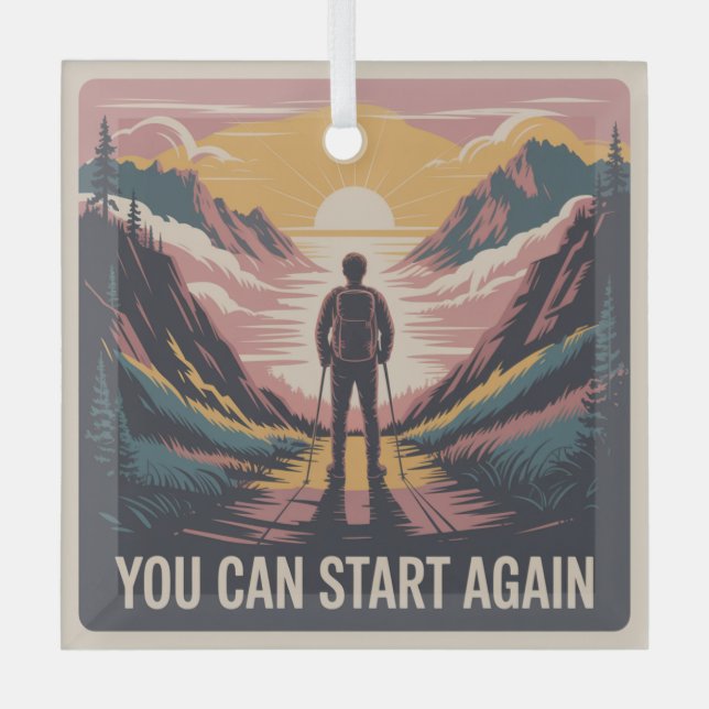 You Can Start Again Glass Tree Decoration (Front)