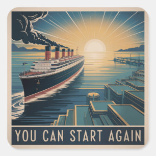 You Can Start Again Square Sticker