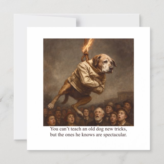 You can’t teach an old dog new tricks magnetic invitation (Front)