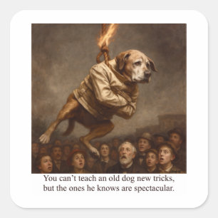 You can’t teach an old dog new tricks square sticker