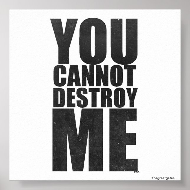 You cannot destroy me poster (Front)