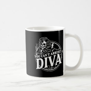 You Cant Arrest Diva Sy Skeleton Peace Sign Goth G Coffee Mug