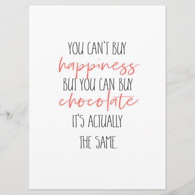 You can't buy happiness but you can buy chocolate menu (Front)