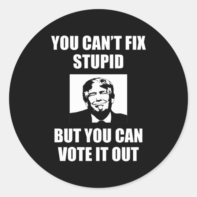 You Can't Fix Stupid Funny Anti-Trump Classic Round Sticker (Front)