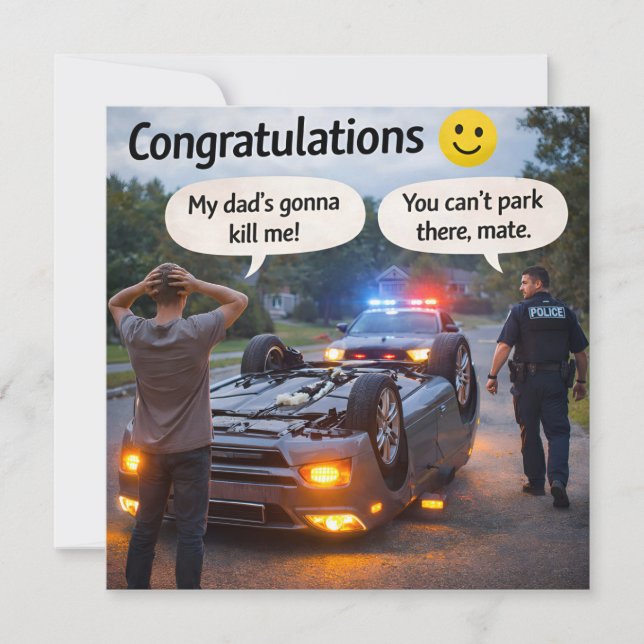 You can't park there make funny congratulations card (Front)