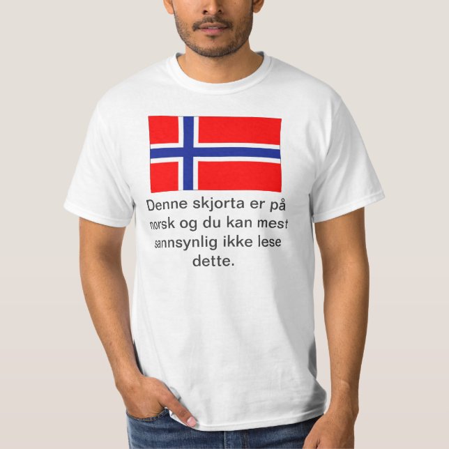 You Can't Read This Norwegian T-shirt (Front)