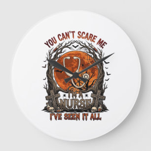You Cant Scare Me Nurse Halloween Stethoscope Oran Large Clock