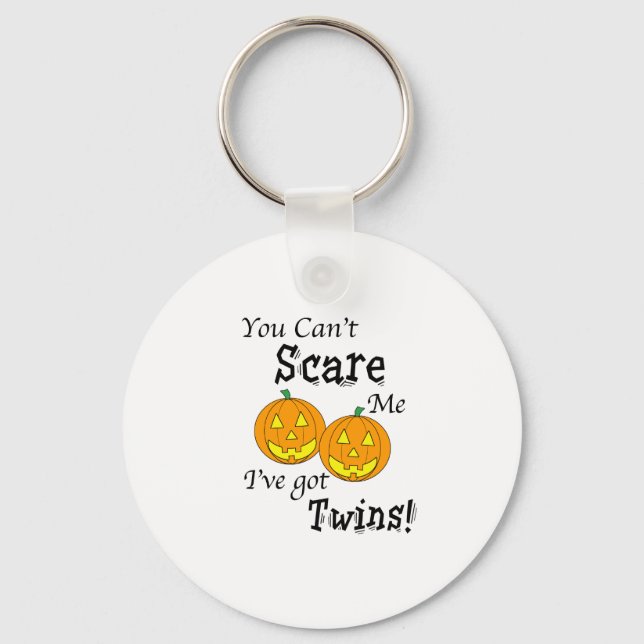You can't scare me twins - pumpkins key ring (Front)