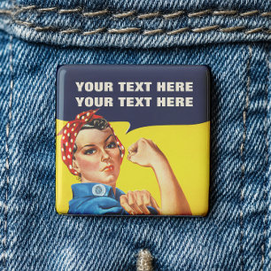 You Cat Do It Rosie The Riveter Feminist 15 Cm Square Badge
