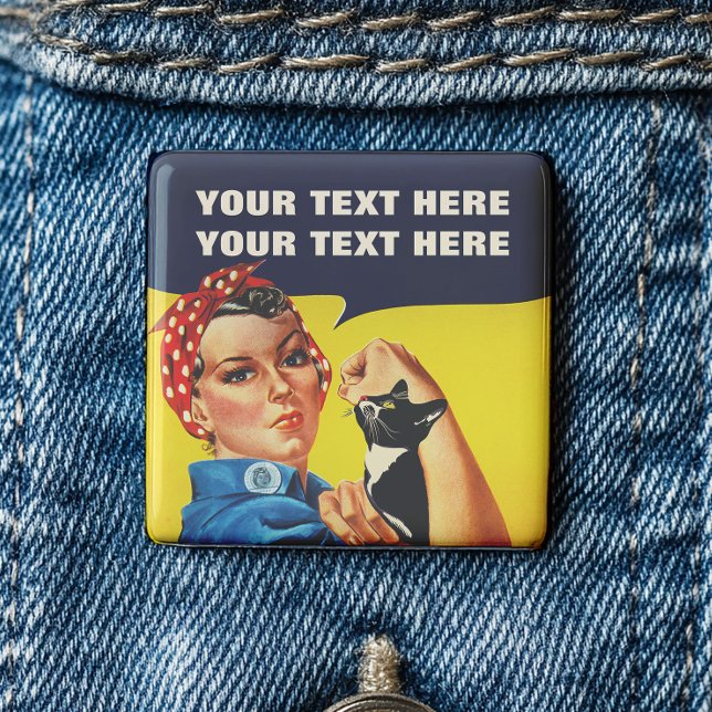 You Cat Do It Rosie The Riveter Feminist 15 Cm Square Badge (Creator Uploaded)