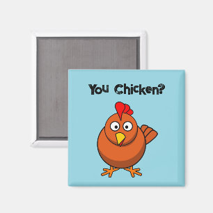 You Chicken?, Funny Brown Rooster Cartoon Taunt Magnet
