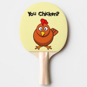 You Chicken?, Funny Brown Rooster Cartoon Taunt  Ping Pong Paddle