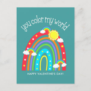 You colour my world Kids Valentine Postcard