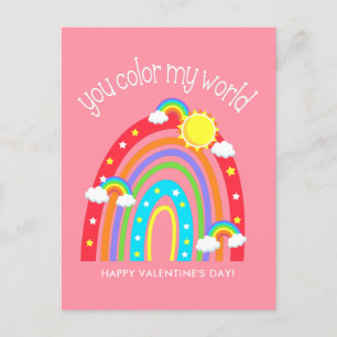 You colour my world   Kids Valentine Postcard