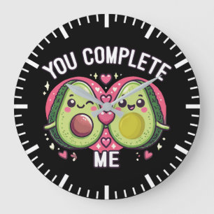 You Complete Me - Cute Avocado Couple Large Clock