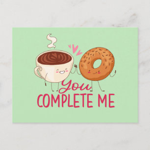 You Complete Me Cute Doughnut Funny Valentine's Da Postcard