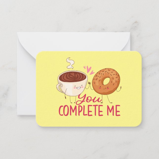 You Complete Me Funny Pun Cute Kids Valentines Day Card (Front)