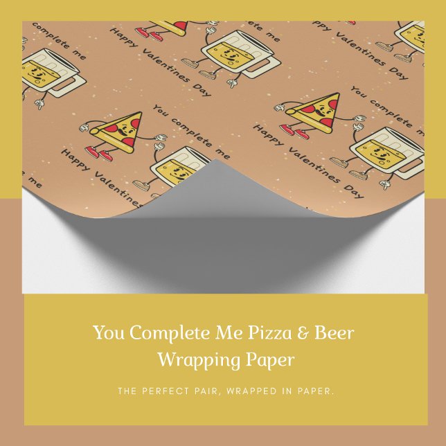 You Complete Me Pizza & Beer Wrapping Paper (The perfect pair, wrapped in paper.)