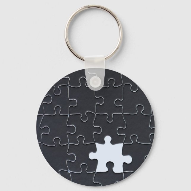 You Complete Me Romantic Black and White Jigsaw Key Ring (Front)