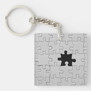 You Complete Me Romantic Black and White Jigsaw Key Ring