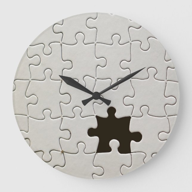 You Complete Me Romantic Black and White Jigsaw Large Clock (Front)