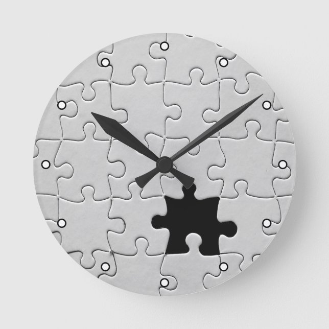 You Complete Me Romantic Black and White Jigsaw Round Clock (Front)