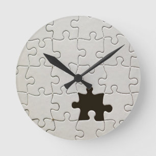 You Complete Me Romantic Black and White Jigsaw Round Clock