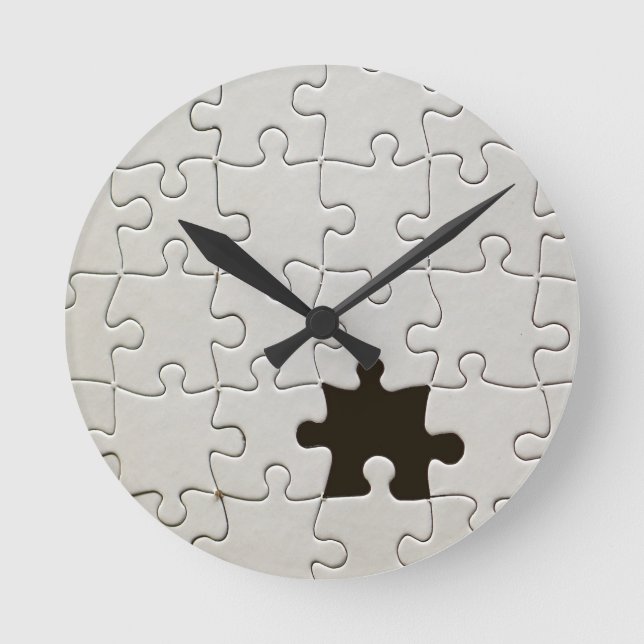 You Complete Me Romantic Black and White Jigsaw Round Clock (Front)